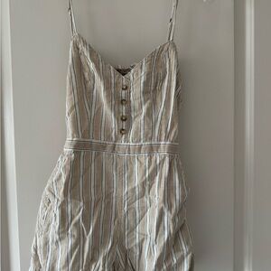 Abercrombie & Fitch Striped Jumpsuit in Cream and Gray